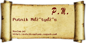 Putnik Mátyás névjegykártya